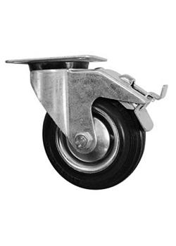 010 Series Rubber Swivel Castor Wheel with Total Brake - 100mm Diameter