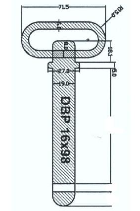 Draw Bar Pin 16mm x 98mm