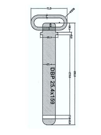 Draw Bar Pin 25.4mm x 159mm