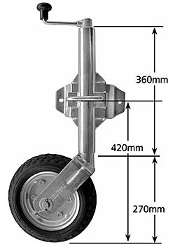 10 inch Solid Rubber Swivel Jockey Wheel with Swivel Bracket - Welded