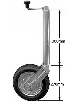 Jockey Wheel Standard 10 inch Solid Pneumatic- No Bracket- Plain