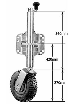 10 inch Pneumatic Swivel Jockey Wheel with Bracket - Suits U-Bolts