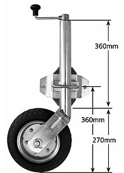 10 inch Solid Cushion Swivel Jockey Wheel with Swivel Bracket - Welded Low