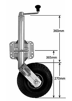 Economy Jockey Wheel - Swivel Brkt (suit Ubolt) - Pneu wheel 4.10/3.50x4