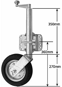 Jockey Wheel Heavy Duty 10 inch Solid cush. steel cntr U-Bolt swvl