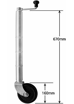 Std Jockey Wheel - Clamp on style - wheel 150mm - Extra height