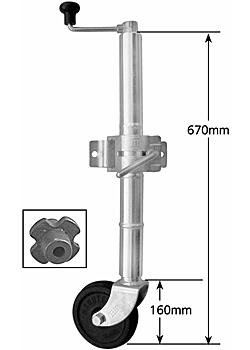 Std Jockey Wheel - with Clamp - Wheel 150mm steel web - Extra Height