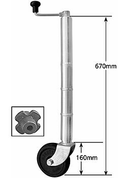 Std Jockey Wheel - Clamp on style - wheel 150mm steel web - Extra height