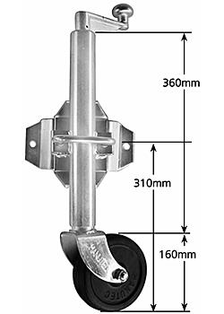 6 inch Solid Rubber Standard Swivel Jockey Wheel with Heavy Duty Swivel Bracket - Welded