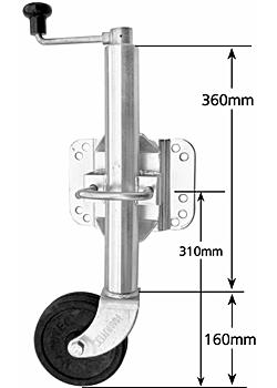 Standard Jockey Wheel Swivel Bracket  - Suit U-Bolts - Wheel 150mm