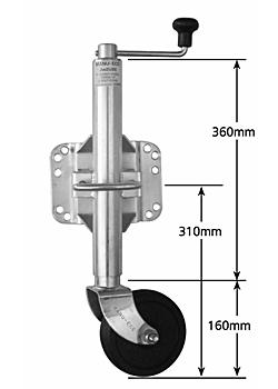 Economy Jockey Wheel with Bracket - 150mm wheel -Suits U-Bolts