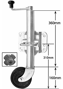 Standard Jockey Wheel Swivel Bracket  - Suit U-Bolts - Wheel 150mm