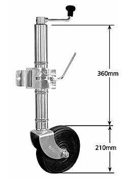 Medium Duty Rubber Jockey Wheel with Clamp Wheel 200mm solid rubber steel web bore