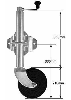 MEDIUM JOCKEY WHEELSWIVEL BRACKET 200MM SOLID RUBBER STEEL WEB