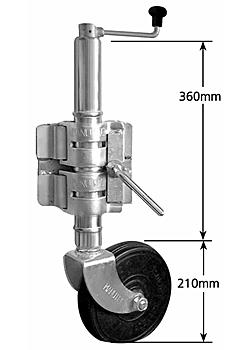 Medium Duty Rubber Jockey Wheel 200mm Steel Web Bore with Double Clamp