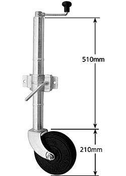 Medium Duty Jockey Wheel Extra Height  wheel 200mm Solid Rubber with clamp