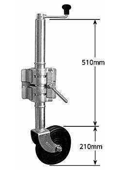 Medium Duty Jockey wheel - extra height - Double Clamp on - 200mm solid rubber wheel