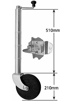 Medium duty Jockey Wheel - Extra Height -Swivel 200mm solid rubber wheel