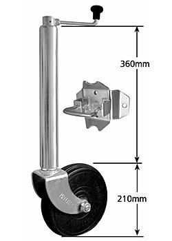 MEDIUM DUTY JOCKEY WHEEL SWIVEL BRACKET (LOOSE) WHEEL SOLID RUBBER 200MM STEEL WEB BORE