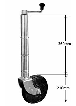 Medium Duty Rubber Jockey Clamp on style Wheel solid rubber 200mm