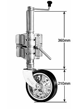 Medium Duty Jockey Wheel Double Clamp Wheel 200mm solid rubber zinc ctr