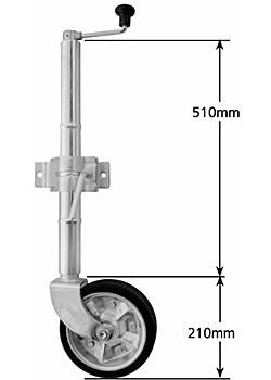 Medium Duty Jockey Wheel - Extra Height - 200mm wheel solid rubber - clamp on