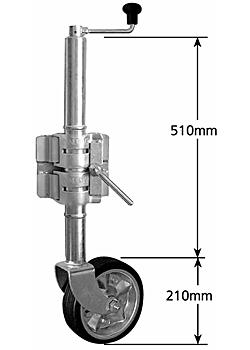 Medium Duty Jockey Wheel - Extra Height - 200mm Solid Rubber Wheel - Double Clamp