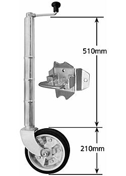 Medium Duty Jockey Wheel - Extra Height - Swivel - 200mm Solid Rubber Wheel