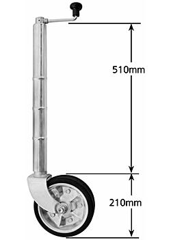 Medium Duty Jockey Wheel - Extra Height - 200mm Solid Rubber Wheel - Clamp on type