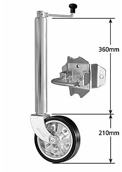 Medium Duty Jockey Wheel Swivel Brcket (loose) Wheel solid rubber Zinc ctr