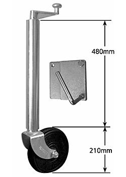 8 inch Solid Rubber Heavy Duty Jockey Wheel (Steel Web Bore) with Heavy Duty Swivel Plate