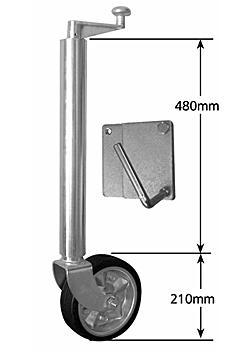 8 inch Rubber Heavy Duty Jockey Wheel (Zinc Centre) with Heavy Duty Swivel Plate