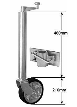 Jockey Wheel Heavy Duty 8 inch zinc centre wheel with Heavy Duty clamp