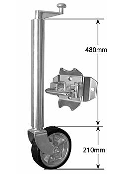 Jockey Wheel Heavy Duty 8 inch zinc centre loose swivel bracket