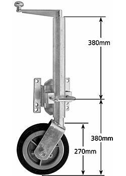 10 inch Extra Heavy Duty Galvanised Swivel Jockey Wheel with Bracket - Suits U-Bolts