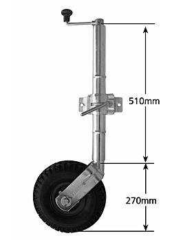 10 inch Extra Height Pneumatic Jockey Wheel with Clamp