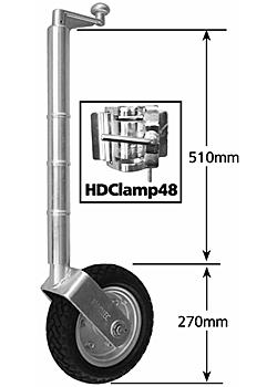 10 inch Solid Rubber Extra Height Jockey Wheel with Heavy Duty Clamp