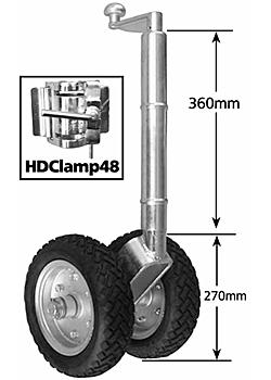 10 inch Solid Cushion Twin Jockey Wheel with Heavy Duty Clamp