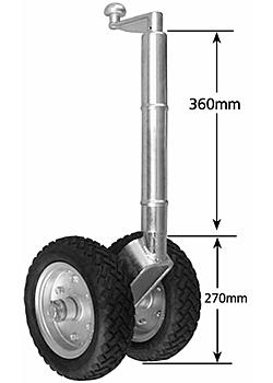 10 inch Rubber Twin Jockey Wheel without Clamp - Increased Capacity