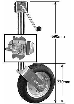 Jockey Wheel Heavy Duty Side Wind 10 inch Solid Cush - loose swivel bracket