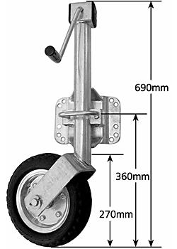 Heavy Duty Side Winding Galvanised Swivel Jockey Wheel with Bracket - Suits U-Bolts