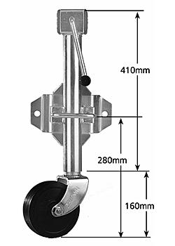 Side Wind Jockey Wheel Standard 6 inch rubber nylon bore swivel bracket