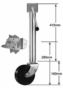 Side Wind Jockey Wheel Standard 6 inch nylon bore loose swivel bracket