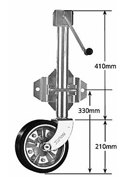 Side Wind Jockey Wheel Standard 8 inch rubber zinccentre,swivel bracket