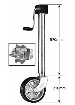 Side Wind Jockey Wheel Heavy Duty 8 inch zinc centre swivel bracket