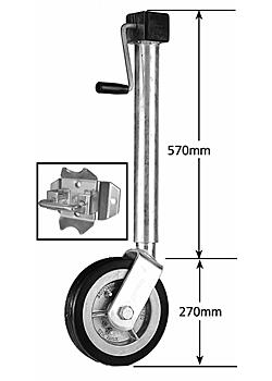 Side Wind Jockey Wheel Extra Heavy Duty 10 inch Aluminium - swivel bracket