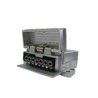 Flat 7 Pin Female Trailer Socket with LED Lights - Metal