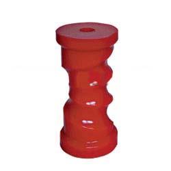 6 inch Self Centering Roller - Red Poly - 17mm Bore